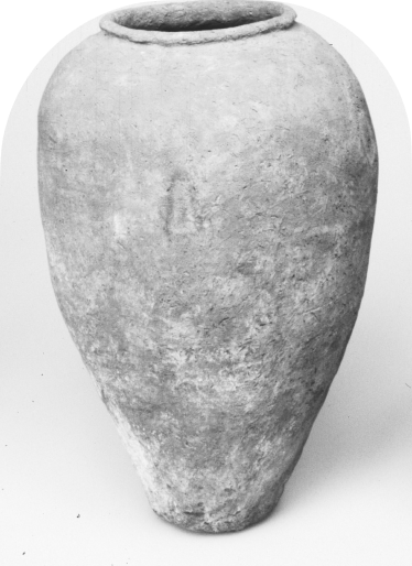 A vase with a short, rounded rim.